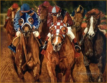 Pferd Rennen Porträt Ölgemälde